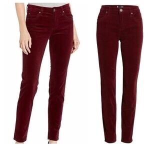 Kut From The Kloth Diana Skinny Corduroy Jeans Women's Size 12 Red Maroon